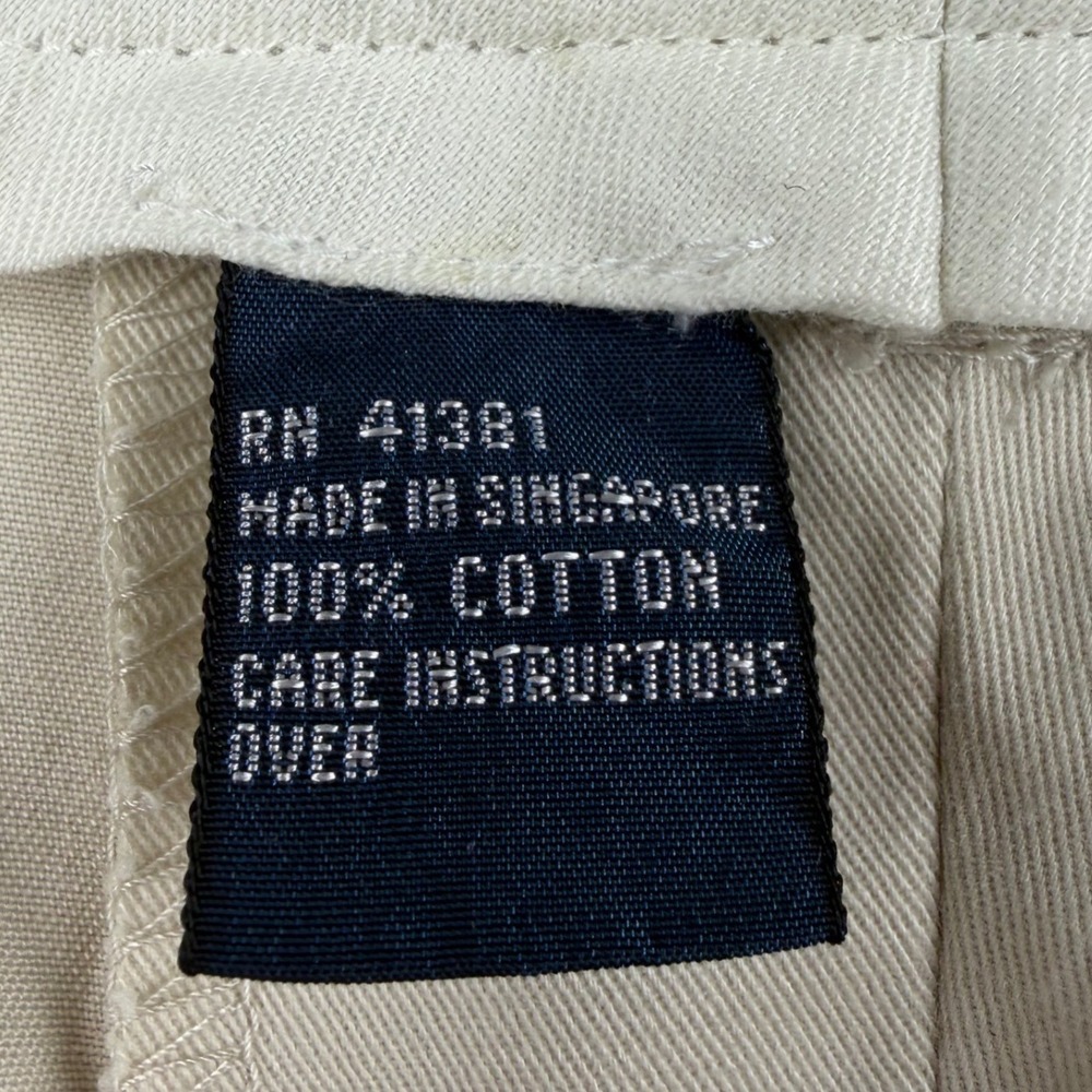 Polo Ralph Lauren Mens Pleated Chino Pants Cream Off White 38x30 Cuffed Cotton - Picture 4 of 8